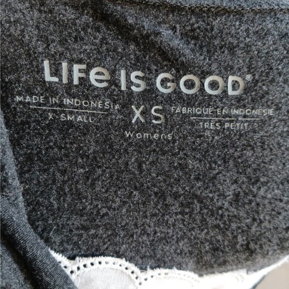 Life Is Good Supreme Blend Pullover Women XS Gray Embroidered Love Oversized - Picture 8 of 13